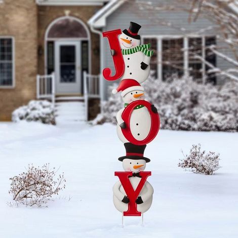 Décorations de Noël extérieures - Panneau de jardin double face « HOHOHO » avec gnome de Noël et piquets métalliques (1/5)