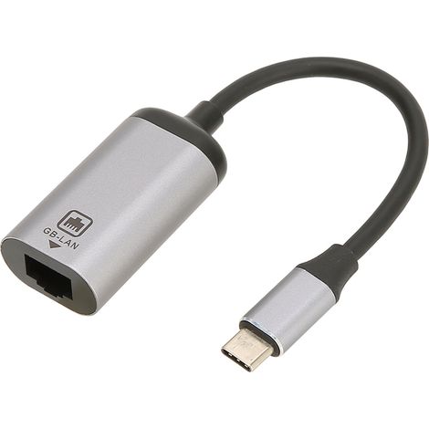 Adaptateur USB C vers RJ45 1000Mbps, fiche rapide et stable, coque en métal, compatible PC portable, tablette et téléphone. (1/5)