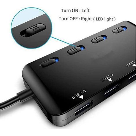 Hub USB 3.0 - Lecteur De Carte SD TF Micro SD - Compatible MacBook Notebook PC - 4 Ports USB 3.0 - 1x Port HDMI - 1x Port RJ45 - 1x Port Type C Alimenté - 1 Pièce (1/4)