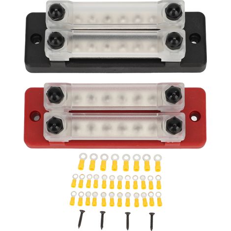 Barre de distribution CP-3114 Ortviai 150A 6 voies laiton nickelé, boîtier PC transparent pour véhicule bateau camping-car lot de 2 (1/5)