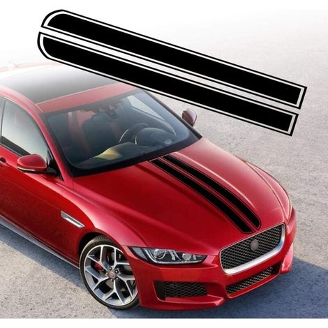 2 Pièces 129cm x 24cm Autocollant à Rayures pour Capot de Voiture Auto Racing Body Side Stripe Decal Capot Toit Jupe Bumper Stripe Decal Modifié Vinyle Décoration pour Voiture (Noir) (1/4)