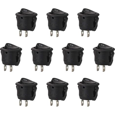 10pcs Round Rocker Switch with Latching SPST Switch 2 Pin AC 6A/125V 3A/250V for Car Truck Boat (1/5)