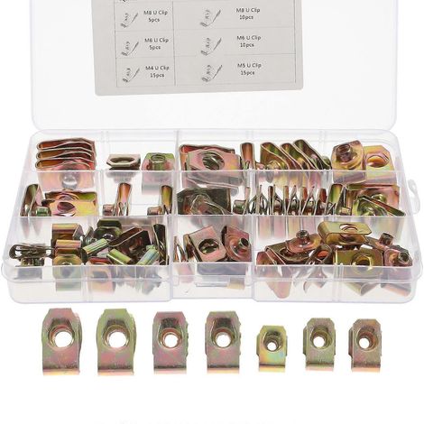 60 clips de fixation pour voiture, écrous en U, clips pour panneaux de carrosserie-2.4X1.3X0.6CM-Golden (1/4)