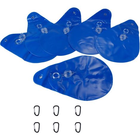 Lot de 6 lests de Couverture de Piscine Bleus Ultra-résistants – 35 cm × 24 cm, flottants avec Crochets pour l'hiver (1/5)
