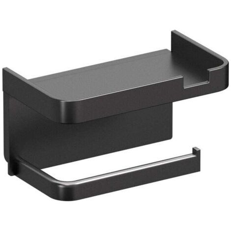 Porte Papier Toilette, Support Papier Rouleau sans Percage Derouleur Papier WC,Distributeur Papier avec Tablette, Acier INOX Auto-adhésive et Mural pour Salle de Bain Suspension murale sans clous (1/4)