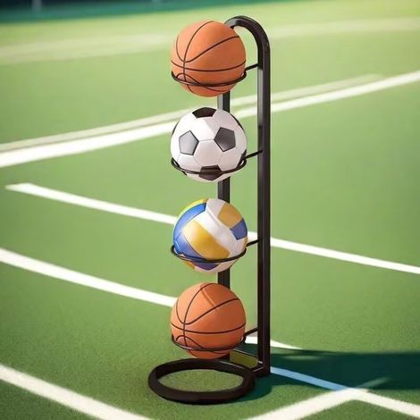 Support Ballon Foot, Rangement Ballon Vertical, Support Ballon Basket en Métal, Support de Basket-Ball, Porte Ballon Basket Amovible, de Balle pour Football Basketball (1/5)