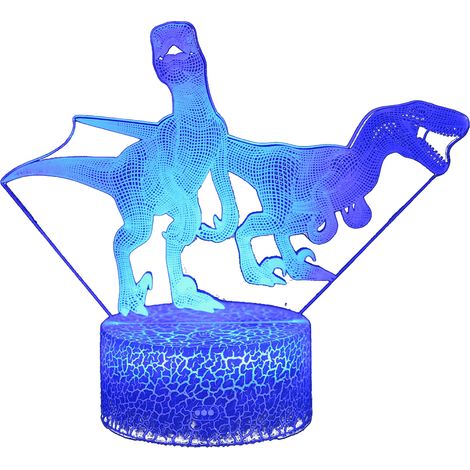 Veilleuse 3D Dinosaure Série - Effet craquelé - 16 couleurs - LC-52