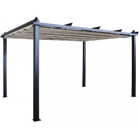 Pergola da Giardino 3x4 m in Alluminio Antracite Telo Beige (1/4)