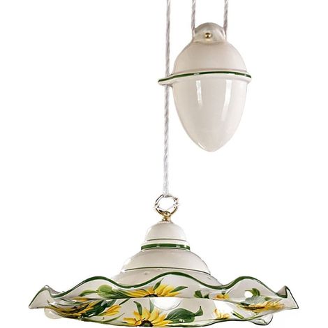 Saliscendi ceramica lampadari bartalini 2217.1 e27 led piatto girasole artigianale (1/5)