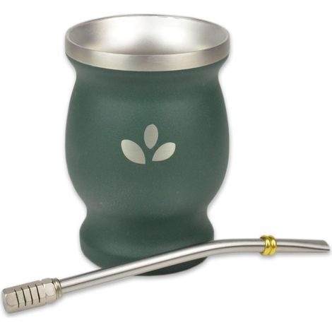 Kit à Maté Complet en Acier Inoxydable - Gobelet Isotherme et Bombilla 17 cm, Vert. (1/5)