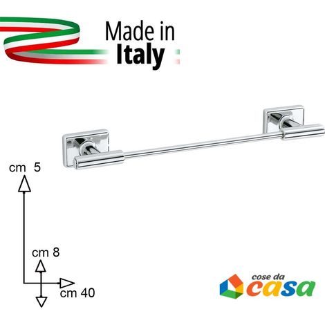 Accessori arredo per bagno asta barra porta asciugamani da muro metallo cm 40 moderno prodotto interamente in ITALIA (1/5)