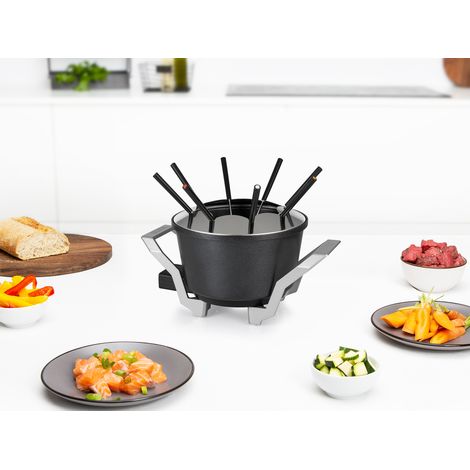 Elektro Fondue Schwarz 1,5Liter mit 8 Gabeln, abnehmbarer Thermostat - 800Watt (1/5)