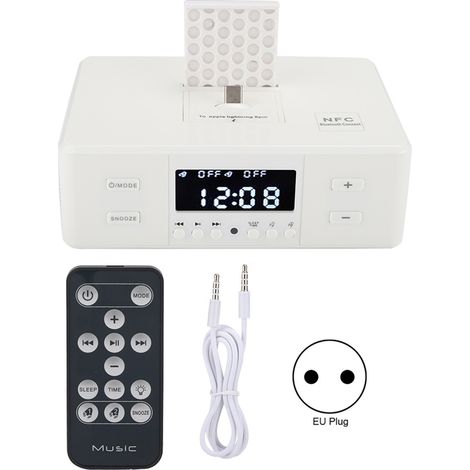 Réveil D9 3 en 1 avec Radio FM, Bluetooth, Haut-parleur et Chargeur USB - Blanc UE (1/5)