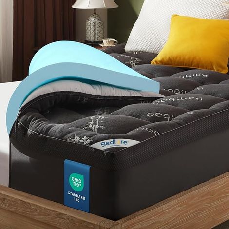 Surmatelas 140 X 200cm, Double Couche de 10 cm (5 Mousse à Mémoire Forme Gel + 5 Moelleux), Soulagement la Pression et des Douleurs Dorsales (1/5)