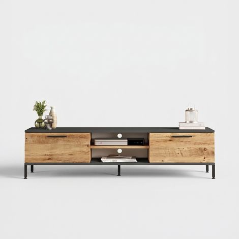 Mueble TV con puertas y estantes 160 cm Olyssar (1/4)