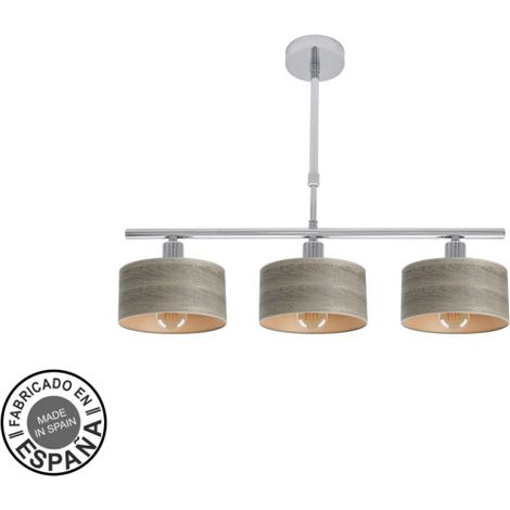 FABRILAMP Lampada Gilda 3xe14 Cromo/Legno Grigio Regx55x14 Cm