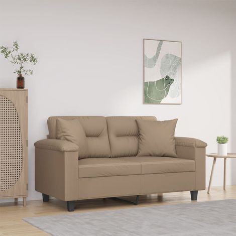 2-Sitzer-Sofa mit Zierkissen Cappuccino-Braun 120 cm Kunstleder (1/5)