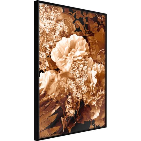 Affiche Murale Encadrée "Bouquet in Sepia" 30 x 42 cm Noir