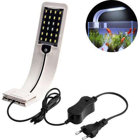 Lampe Aquarium - Clip Lumineux LED 24 Diodes Blanc/Bleu - 14 x 22 cm - Pour Aquarium de 25 à 40 cm - Épaisseur Max 6 mm - 1 Pièce (1/5)