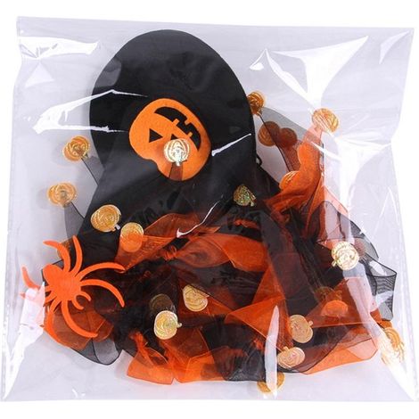 Conjunto de gorro y collar de Halloween para perros y gatos, disfraz decorativo celestial con estampado de huesos y banda elástica ajustable (fieltro/gasa rojo anaranjado, 25-40 cm/20-40 cm, 1 gorro + (1/4)