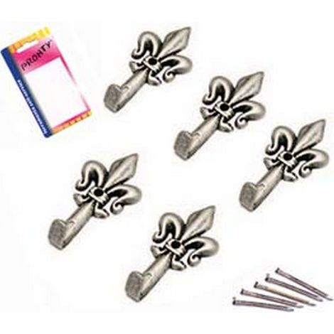 12BL GANCI PER QUADRI GIGLIO ARGENTO PICCOLI IN BLISTER - mm.33, in bl.5 pz.