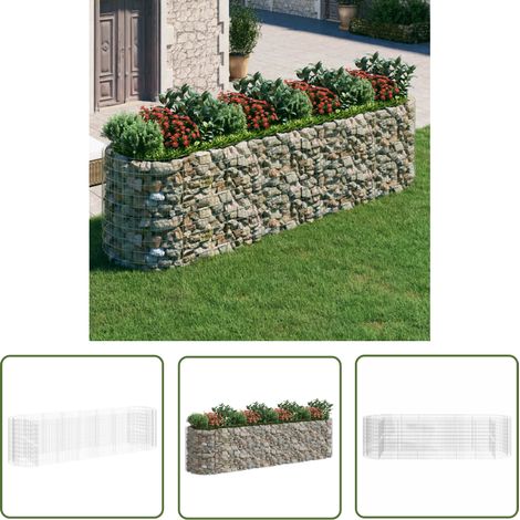 The Living Store Gabionen-Hochbeet Verzinktes Eisen 400x100x100 cm - Gabionen-Hochbeet - Eisen-Hochbeet - Gartendeko - Pflanzenkübel - Balkonbepflanzung (1/5)