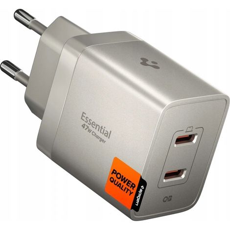 SPIGEN SCHNELL-WANDLADEGERÄT NETZTEIL 2 x USB-C TYP-C 47W 1 Stück. (1/2)