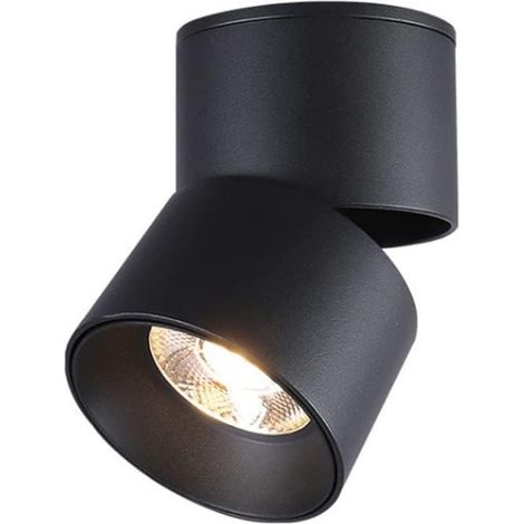 Plafonnier Plafonnier de Downlight monté par Surface de LED, Lustre Rotatif Pliable de 360 degrés de lumière de Tache de Fond Plafonnier Lampe Noir 3000K 7W (1/5)