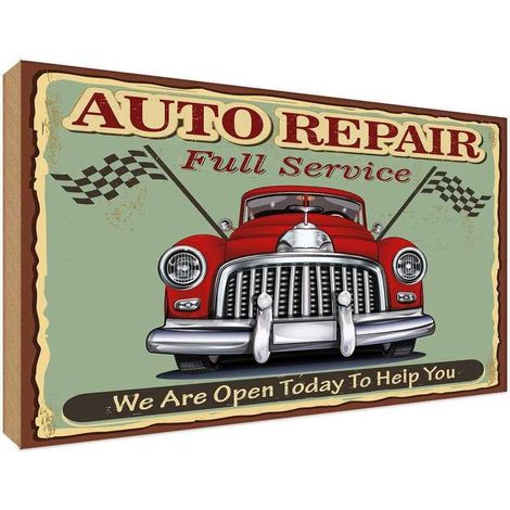 Panneau en bois 30x40 cm - Garage/atelier de réparation automobile avec service complet (1/4)