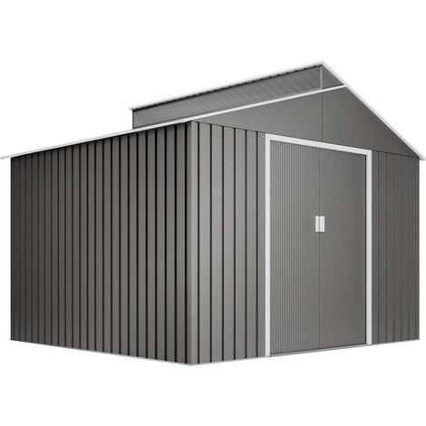 Gartenhaus Metall 7,25m2 Björn – 282x257x222cm - Hochwertige Metallic-Farbe – Oberlicht - Doppelte Schiebetür - Geräteschuppen XL (1/5)