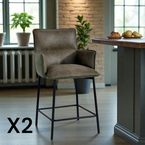 Tabouret de bar bi-matière vert (lot de 2) KERALA (1/5)