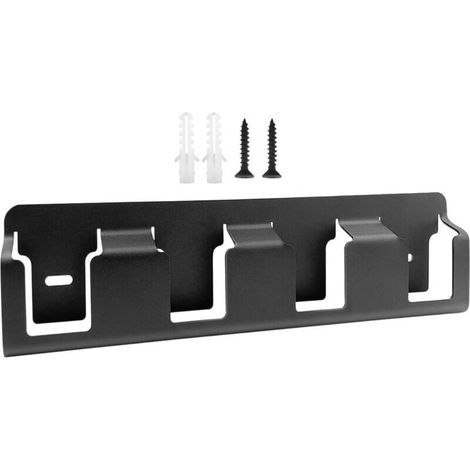 Portabatterie da parete, 33 x 8,1 x 0,7 cm, acciaio nero, pratico per riporre batterie in garage, officina o casa, facile accesso e salvaspazio. (1/4)