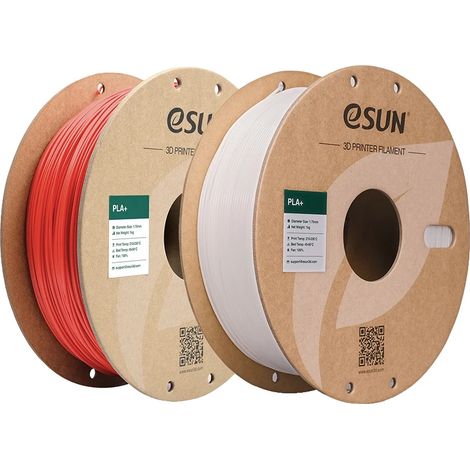 Filamento PLA, diametro 1,75 mm, certificato FDA e RoHS, bianco e rosso (1/2)
