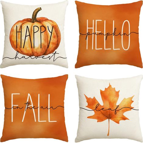 Federe Cuscini Set 4 Pezzi Decorativi Autunnali 45x45 cm (1/5)