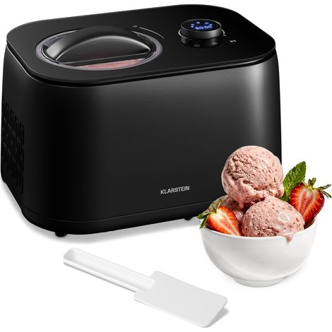 Klarstein FrostFusion Machine à Glace - Sorbetière 3-en-1, Yaourt & Granité, 1L Inox, Compresseur 100W, Écran LED, Minuterie, Facile à Utiliser, Protection Surchauffe
