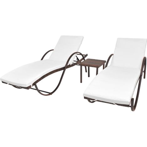 Sol tumbonas con mesa 2 pcs mimbre pe brown (1/5)