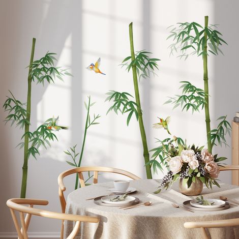 Bambus-Wandtattoos, Baum- und Vogelmotive, abnehmbare Deko-Aufkleber fürs Schlafzimmer, 2er-Pack (30 x 90 cm). (1/5)