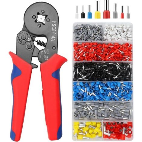 Pince à sertir avec 1300 embouts, Pince à sertir pour câbles 0,25-10mm²(AWG 23-7), Pince à sertir Tool Kit, Pince à sertir pour installation électrique (1/5)