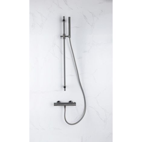 FugaFlow Eccelente Sobrado Ensemble de douche barre curseur avec douchette stick, flexible lisse et robinet de douche Gunmetal PVD (1/4)