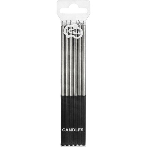 Candeline di compleanno color argento platino, 14,5 cm, 6 pezzi