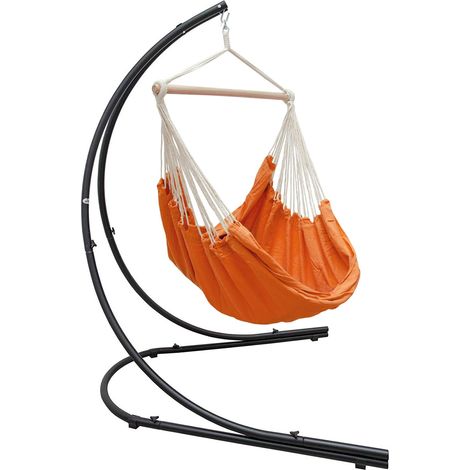 Soporte Silla Colgante con XXL Sillón 360° Hamaca Asiento Columpio Naranja (1/5)