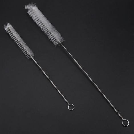 Lot de 2 brosses de lavage en acier inoxydable pour le nettoyage des tubes de filtre et de pompe à eau d'aquarium. (1/5)