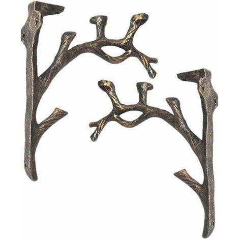Support D'étagère Murale - Fer Forgé - 16 cm x 18,5 cm - Compatible Planches Jusqu'à 60 mm - 2 Pièces (1/5)