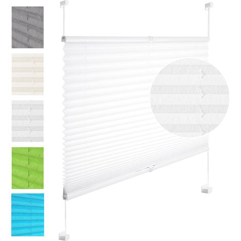 WOLTU Plissee ohne Bohren Klemmfix Faltrollo Jalousie, Plisseerollo Crushed Optik Sichtschutz und Sonnenschutz Easyfix lichtdurchlässig Rollo für Fenster & Tür, Weiß 100x130cm (BxH) (1/5)