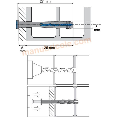 Boite de 200 chevilles à frapper nylon SCELL-IT - Tête fraisée - Ø 5 mm x 27 mm - YZF5027 (1/4)