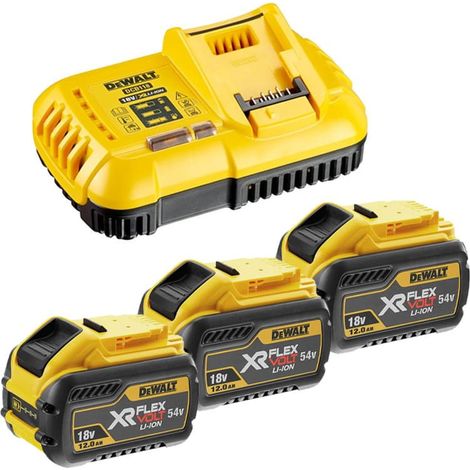 Pacchetto energia 54V/18V FLEXVOLT (3x12,0 Ah) con caricabatteria rapido - DEWALT DCB118Y3-QW