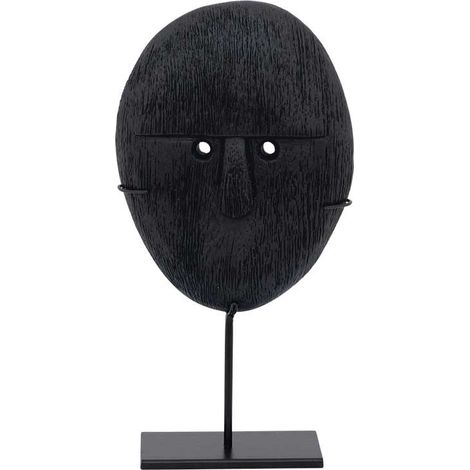 Objet visage en bois de manguier brulé - 2 tailles (1/3)