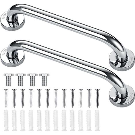 Paquet de 2 barres d'appui de 12 pouces pour baignoires et douches, barres d'appui pour personnes handicapées, poignée de douche, poignées de douche antidérapantes pour personnes âgées, barre de sécur (1/5)