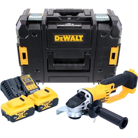 Amoladora angular sin cable DeWalt DCG 412 P2T 18 V 125 mm + 2x batería recargable 5,0 Ah + cargador + TSTAK