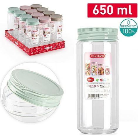 1 Pezzo Barattolo da Cucina in Plastica Tondo Montecarlo 650 ml 3 Colori